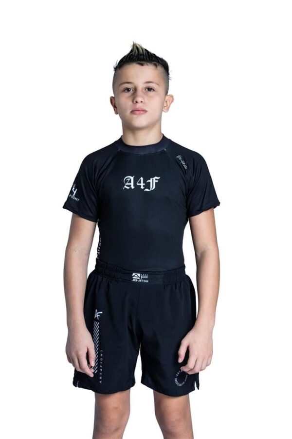 Rash Guard "A4F" Negra Niños Manga Corta